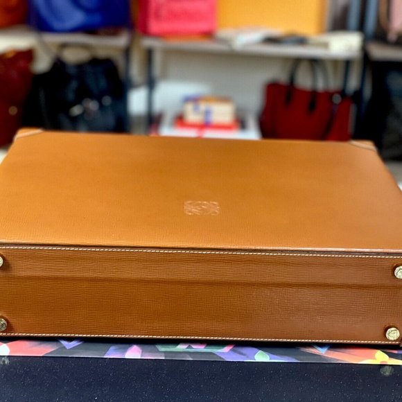 Loewe Bags Loewe Tan Leather Briefcase Hard Case Combination Locks